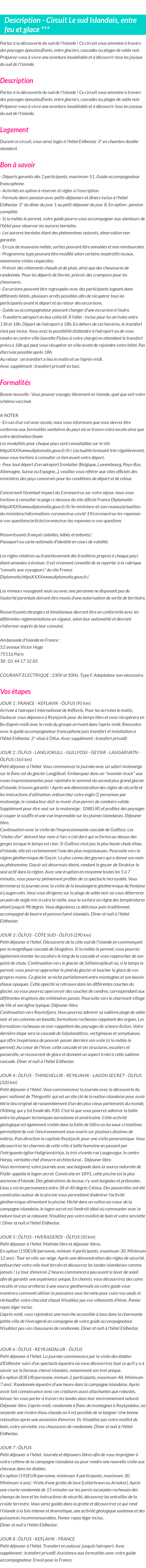 Détails du séjour