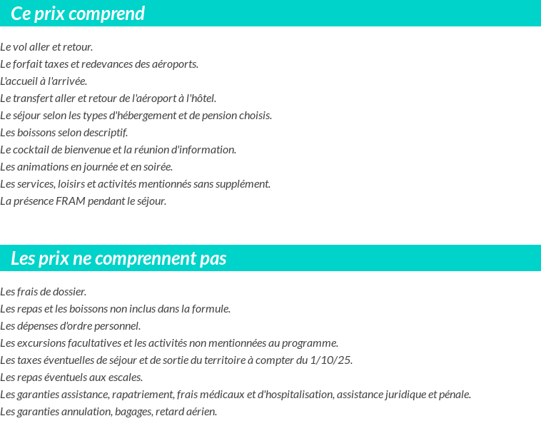 Conditions tarifaires