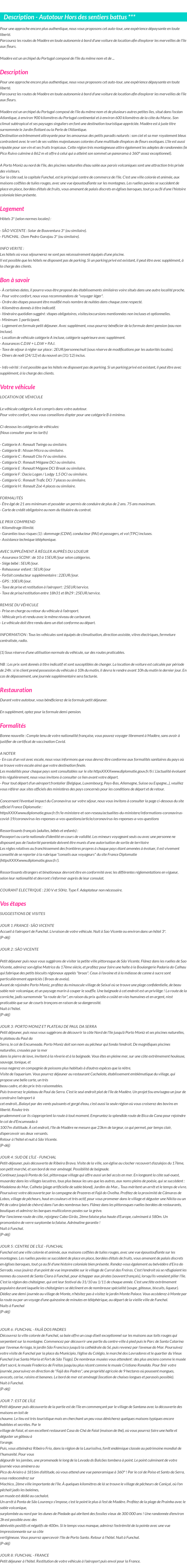 Détails du séjour