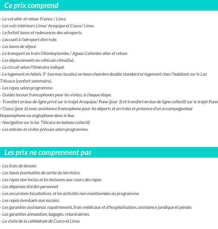 Conditions tarifaires