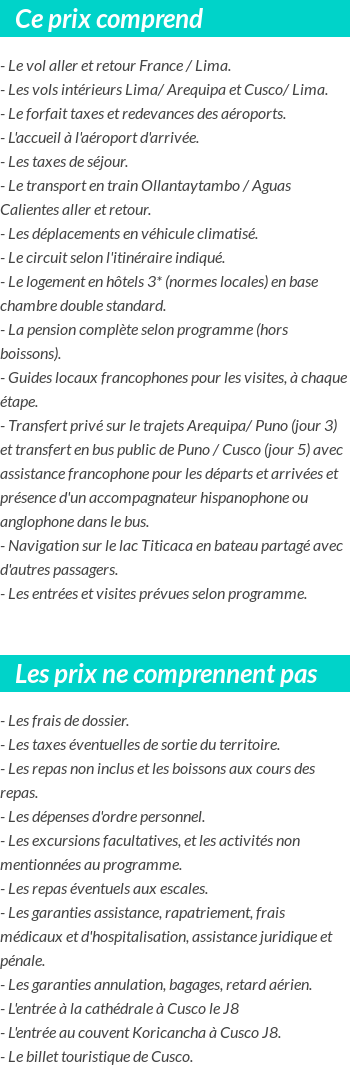 Conditions tarifaires