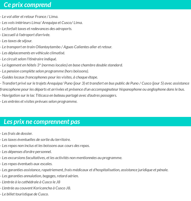 Conditions tarifaires