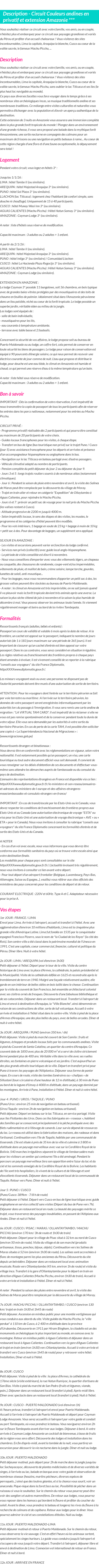 Détails du séjour