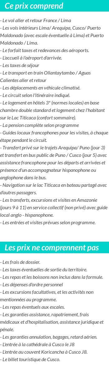 Conditions tarifaires