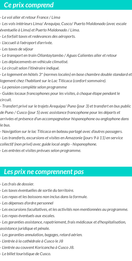 Conditions tarifaires