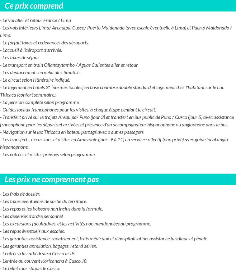 Conditions tarifaires