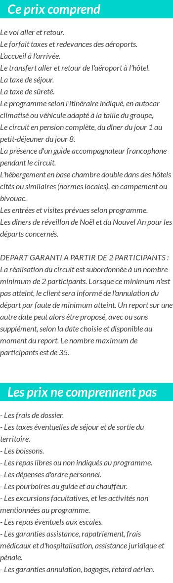 Conditions tarifaires