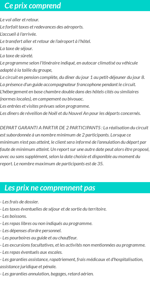 Conditions tarifaires