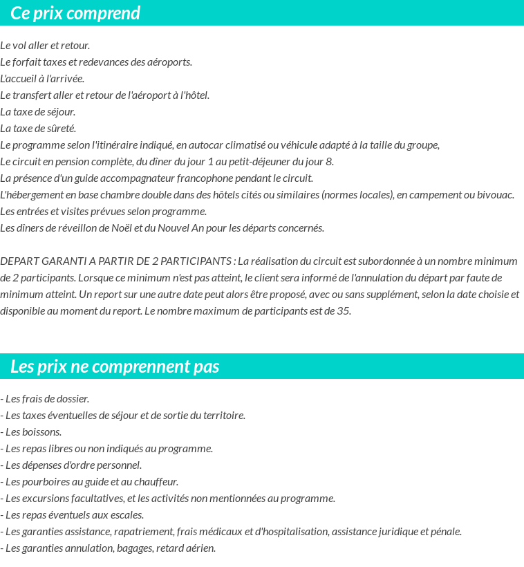 Conditions tarifaires