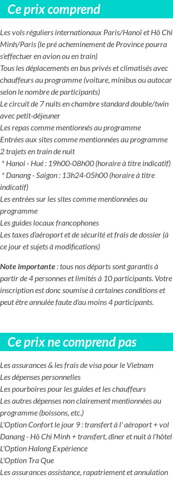 Conditions tarifaires