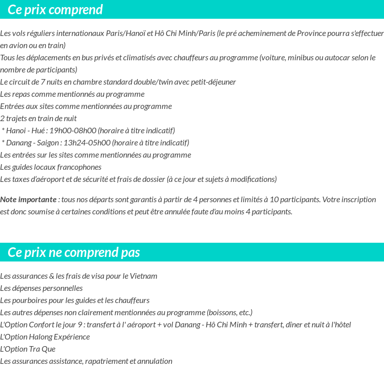 Conditions tarifaires
