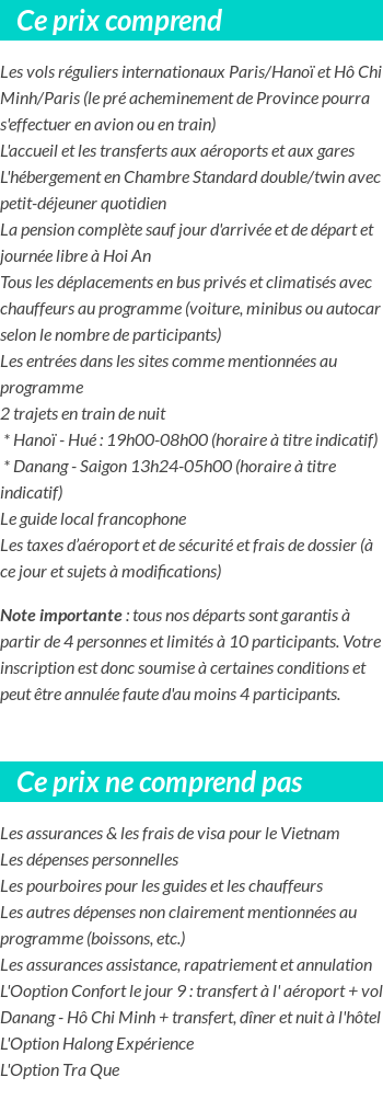 Conditions tarifaires