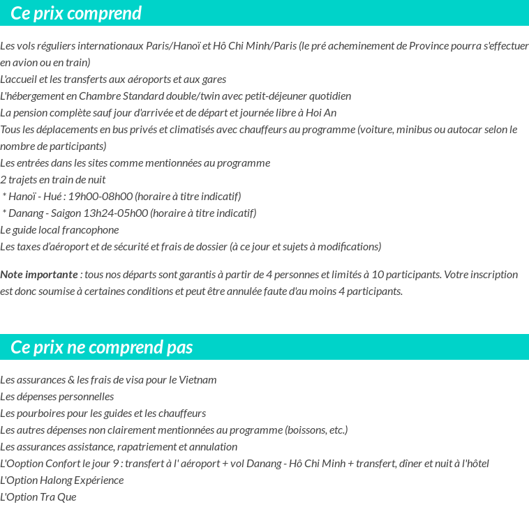 Conditions tarifaires