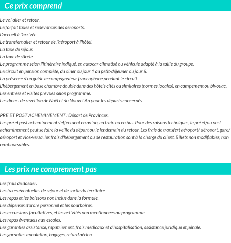 Conditions tarifaires