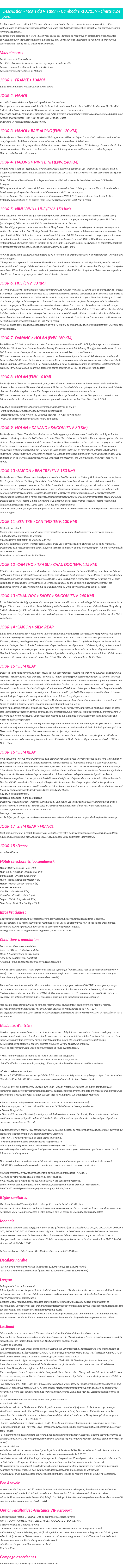 Détails du séjour