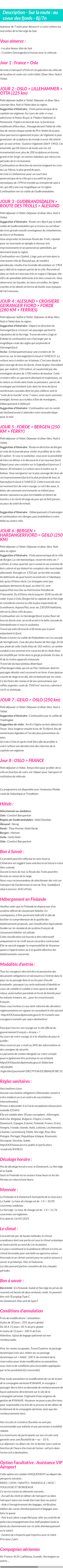 Détails du séjour
