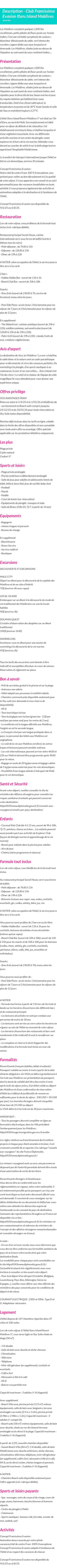 Détails du séjour
