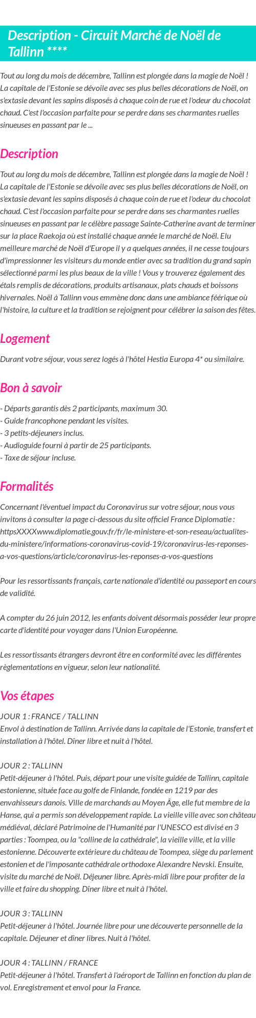 Détails du séjour
