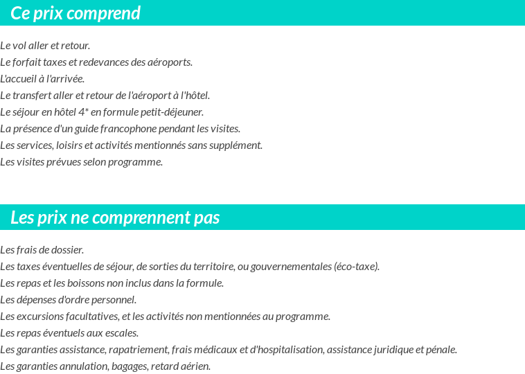 Conditions tarifaires