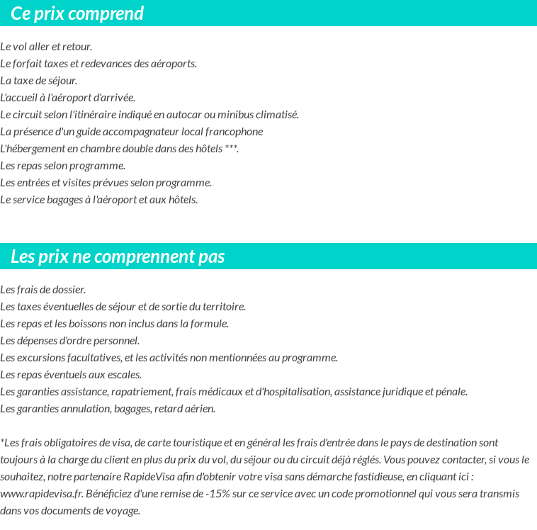 Conditions tarifaires