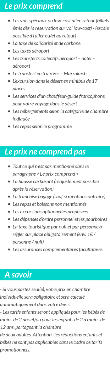 Conditions tarifaires