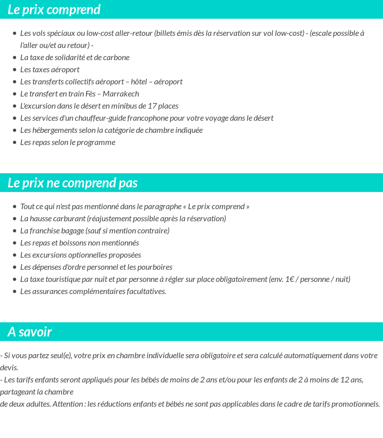 Conditions tarifaires
