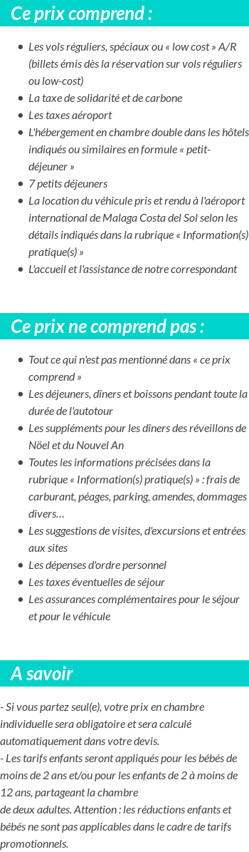 Conditions tarifaires