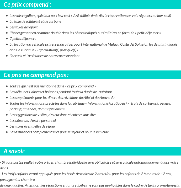 Conditions tarifaires