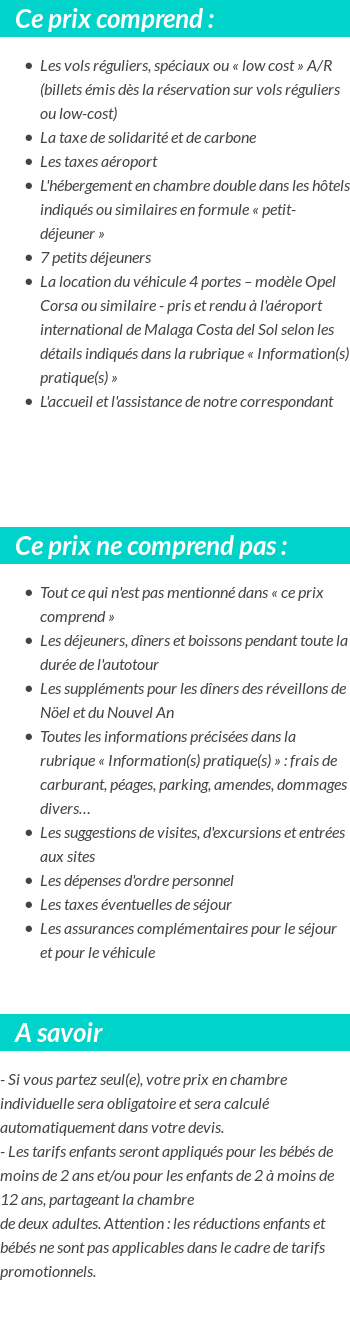 Conditions tarifaires