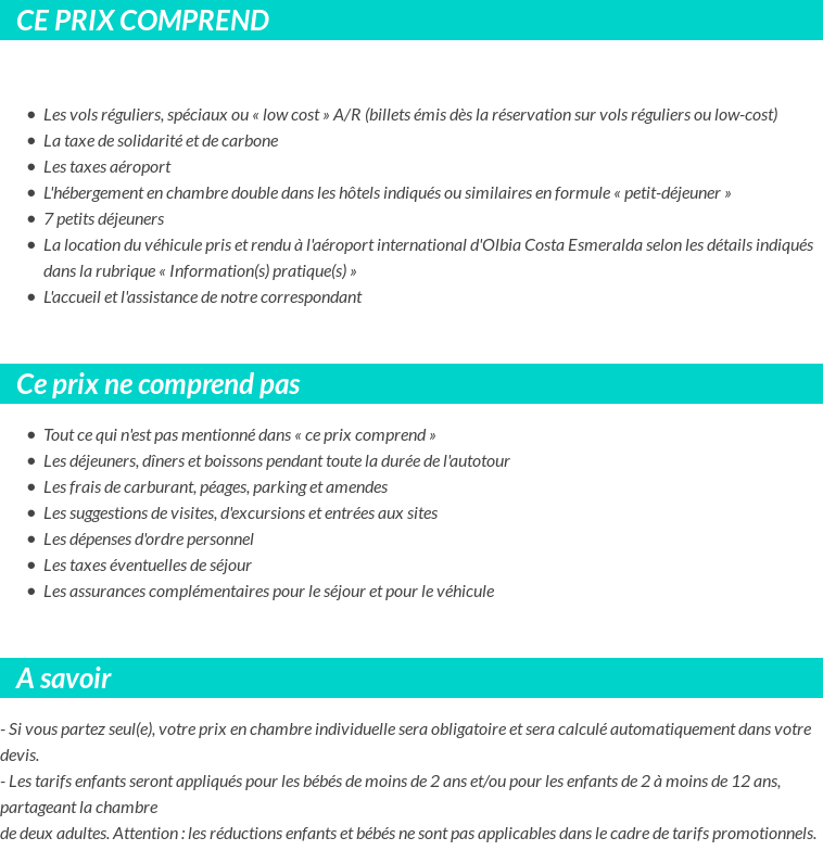 Conditions tarifaires