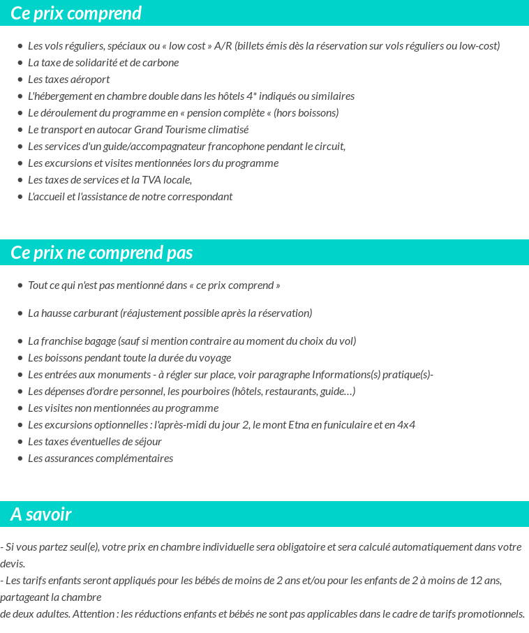 Conditions tarifaires
