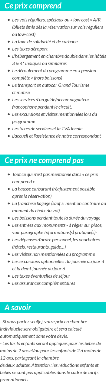 Conditions tarifaires