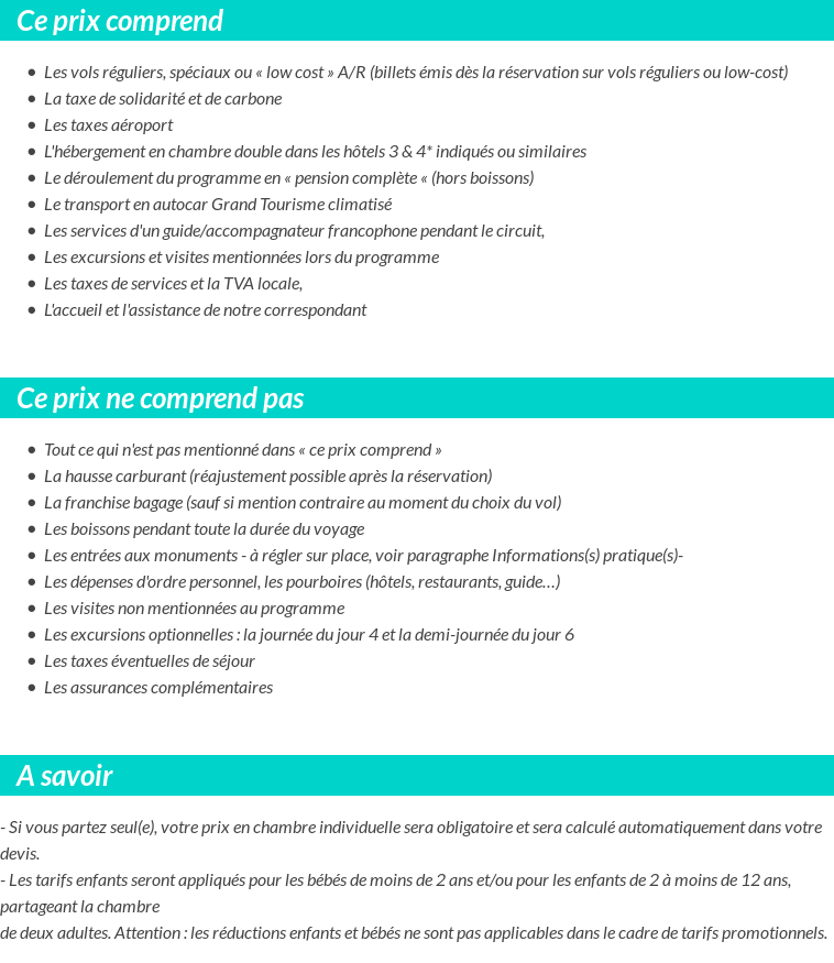 Conditions tarifaires
