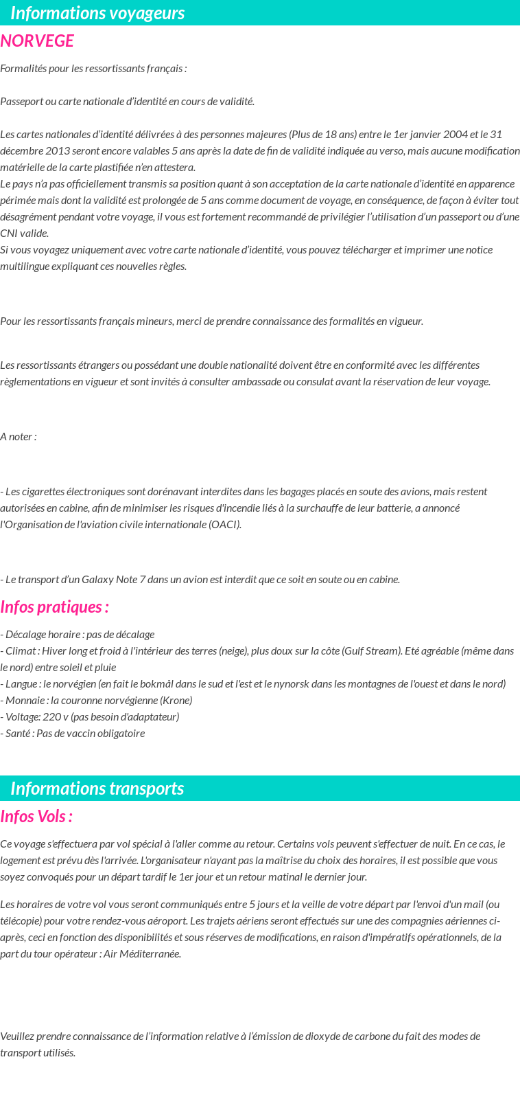 Formalités et infos voyageurs
