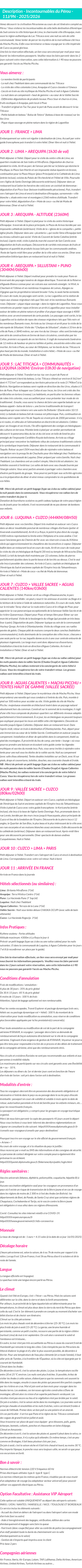 Détails du séjour