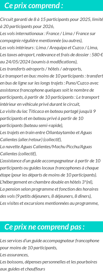 Conditions tarifaires