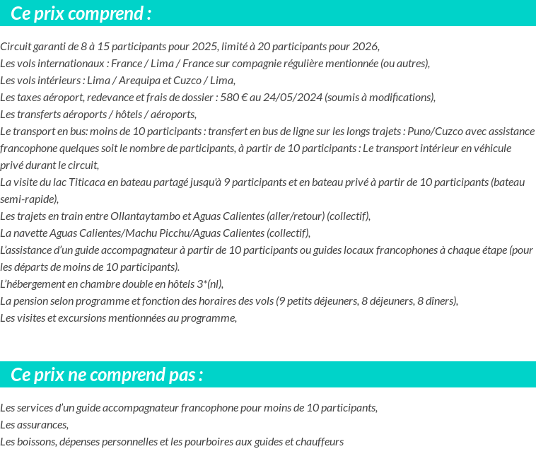 Conditions tarifaires