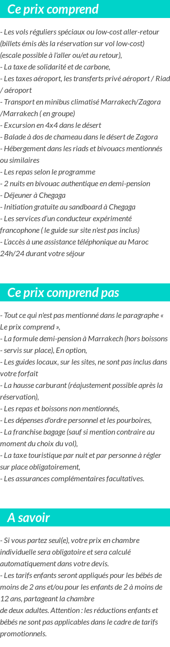 Conditions tarifaires