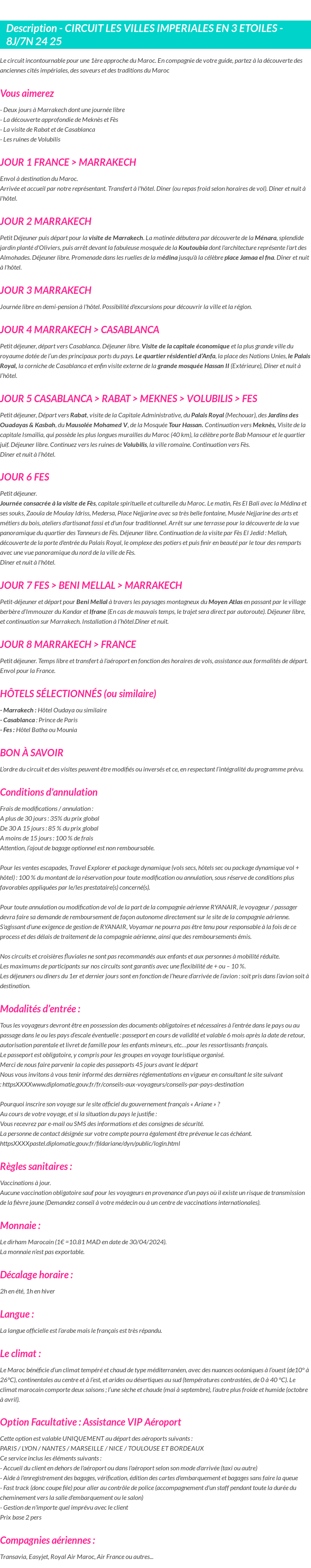 Détails du séjour