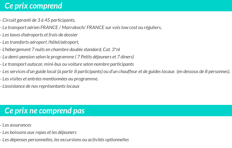 Conditions tarifaires