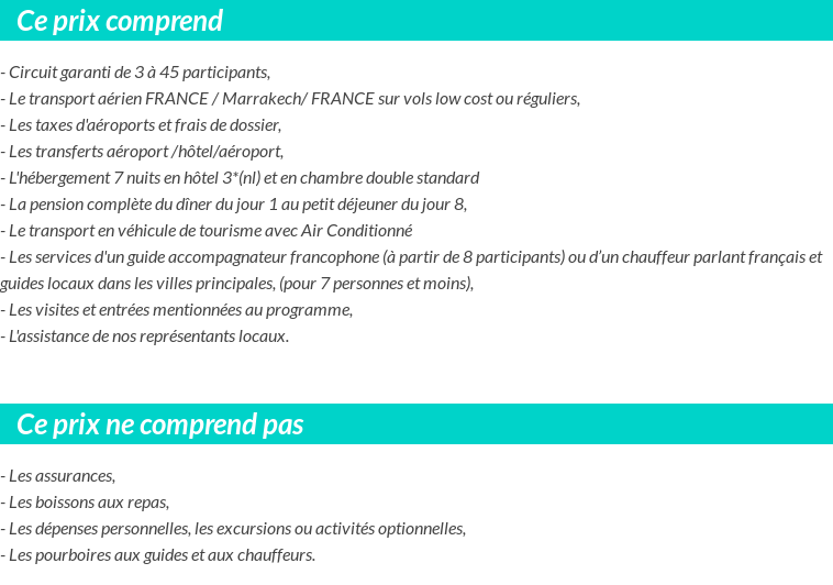 Conditions tarifaires