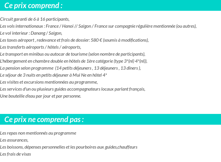 Conditions tarifaires