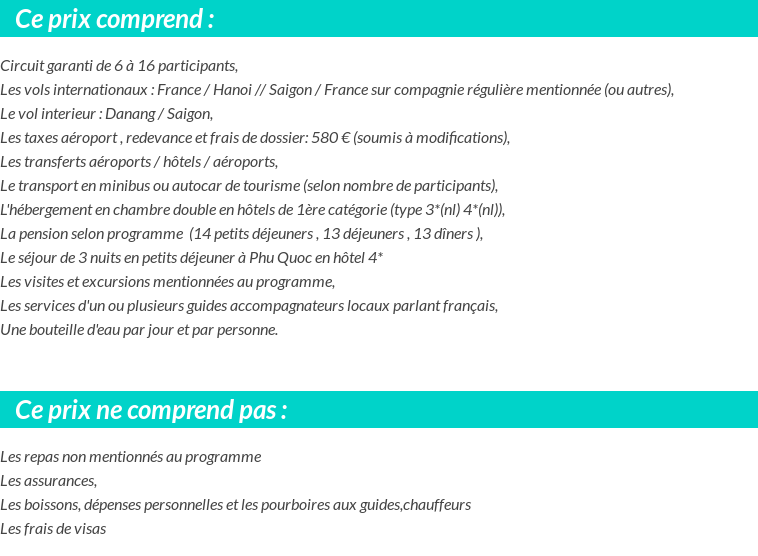 Conditions tarifaires