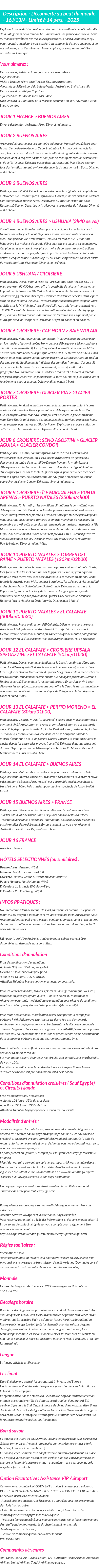 Détails du séjour