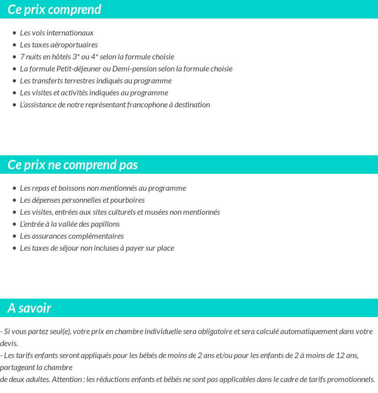 Conditions tarifaires