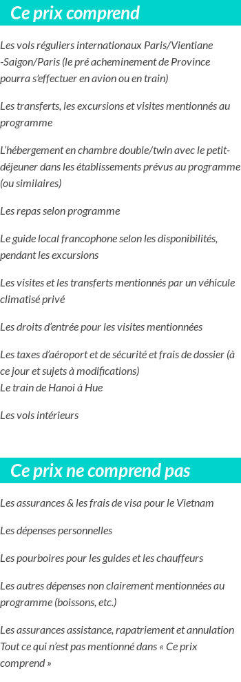 Conditions tarifaires