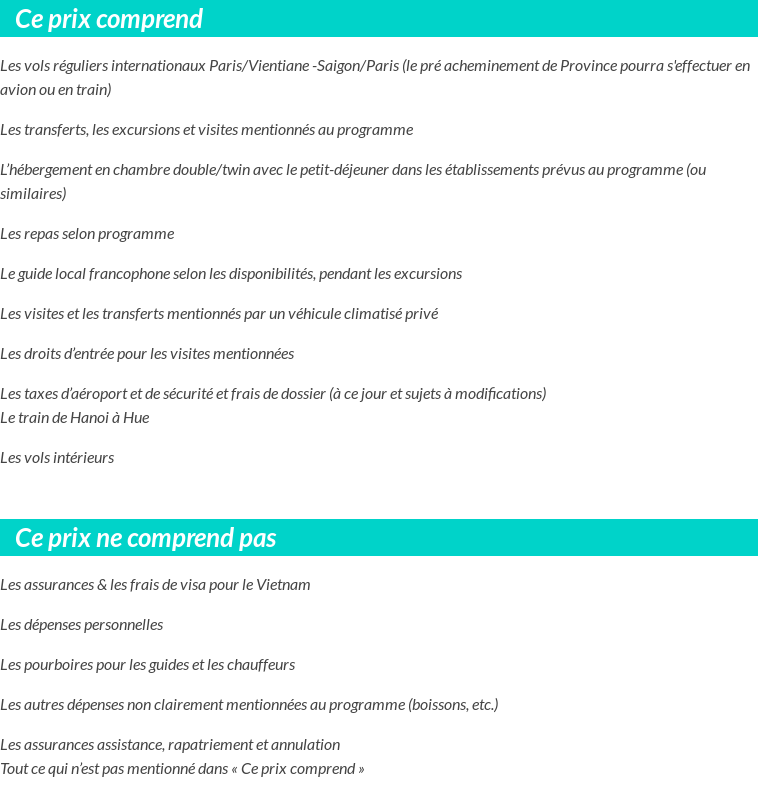 Conditions tarifaires