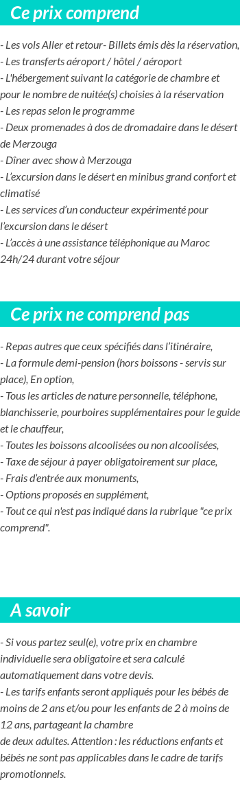 Conditions tarifaires