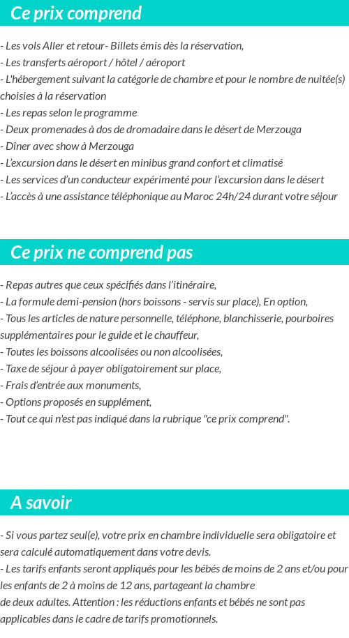 Conditions tarifaires