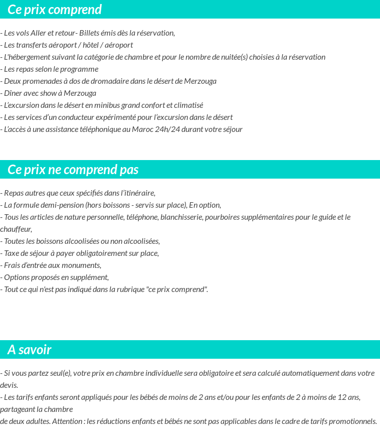 Conditions tarifaires